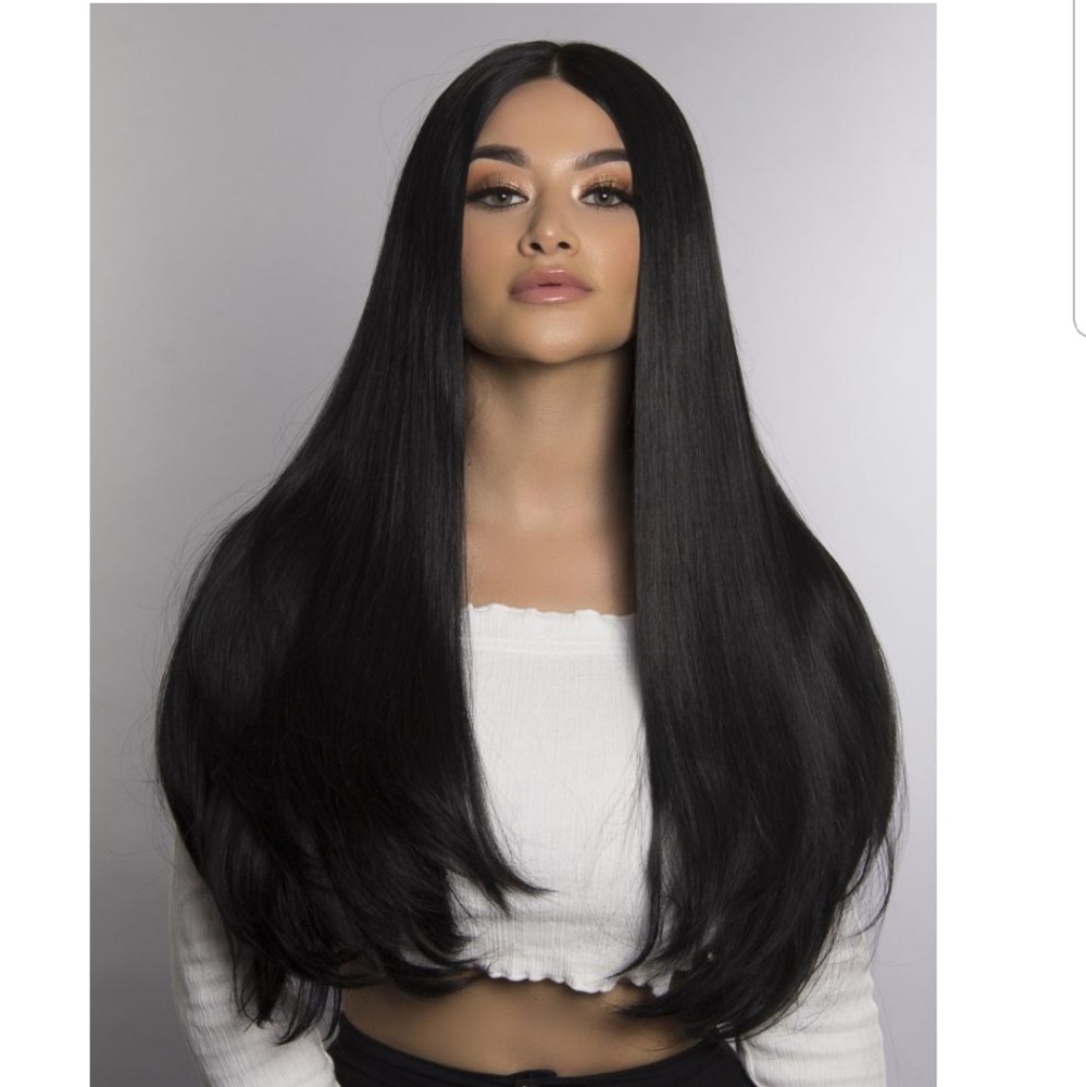 Bellami jet black high heat synthetic wig 26 inch